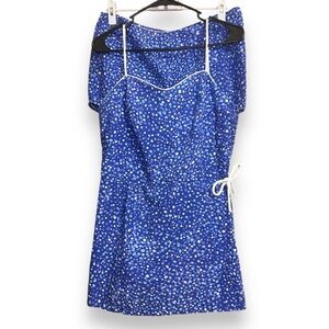 Vintage 70’s 2 Piece Sea Wave Blue Polka Dot Print Playsuit/Swimsuit 💙🩵🤍